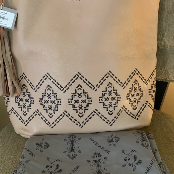 Isabella Fiore Mary Hobo Tote Bag in Nude Leather - Picture 1 of 9